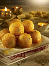 Motichur Ladoo Fried batter drops in festive setting preview